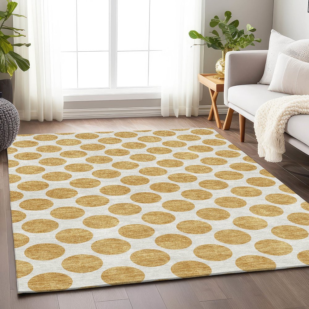 Premium Machine Washable Mayfield AMF980 Gold 2'6" x 3'10" Rug. Picture 5