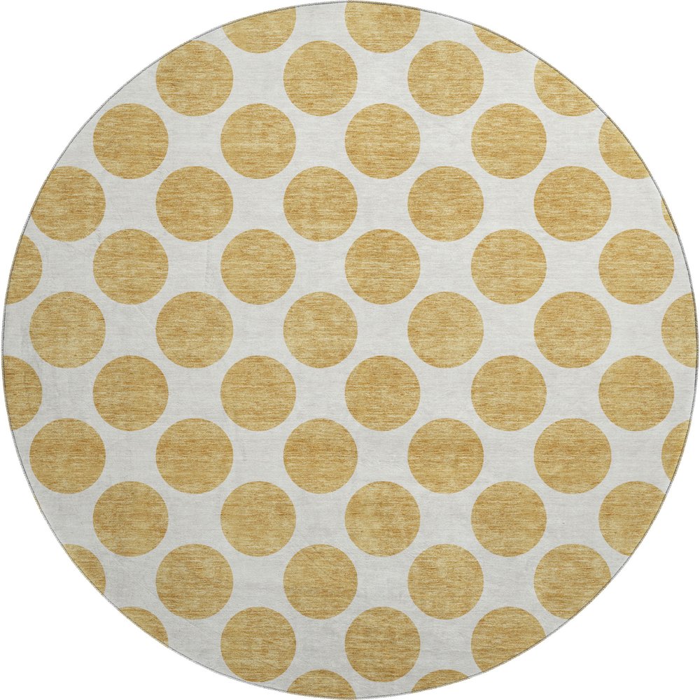 Premium Machine Washable Mayfield AMF980 Gold 8' x 8' Round Rug. Picture 1