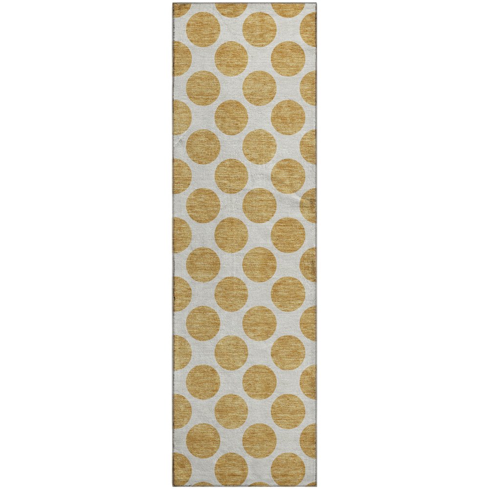 Premium Machine Washable Mayfield AMF980 Gold 2'3" x 7'6" Runner Rug. Picture 1