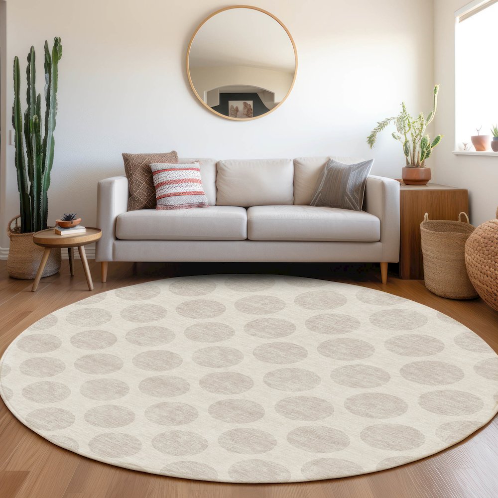Premium Machine Washable Mayfield AMF980 Ivory 8' x 8' Round Rug. Picture 5
