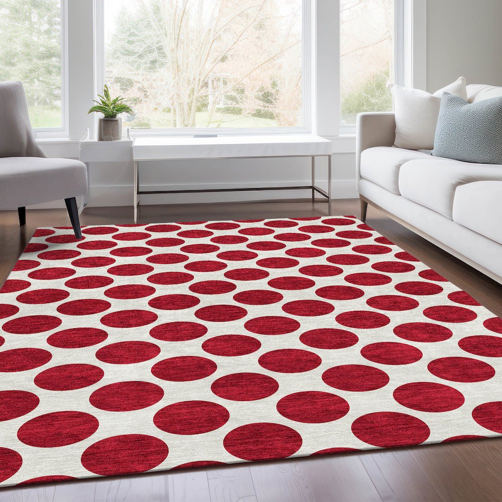 Premium Machine Washable Mayfield AMF980 Red 2'6" x 3'10" Rug. Picture 6