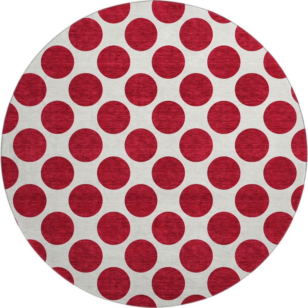 Premium Machine Washable Mayfield AMF980 Red 8' x 8' Round Rug. Picture 1