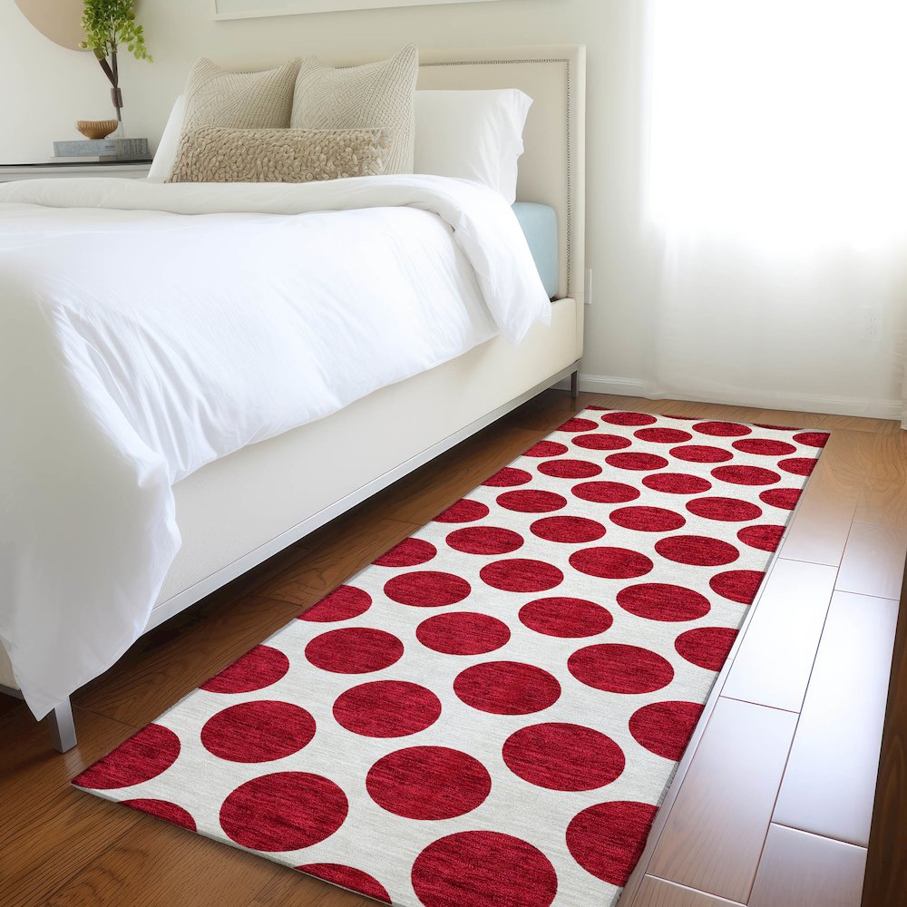 Premium Machine Washable Mayfield AMF980 Red 2'3" x 7'6" Runner Rug. Picture 5