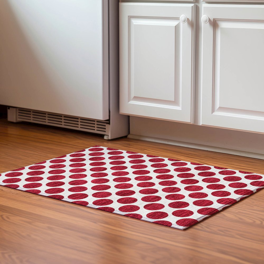 Premium Machine Washable Mayfield AMF980 Red 1'8" x 2'6" Rug. Picture 5