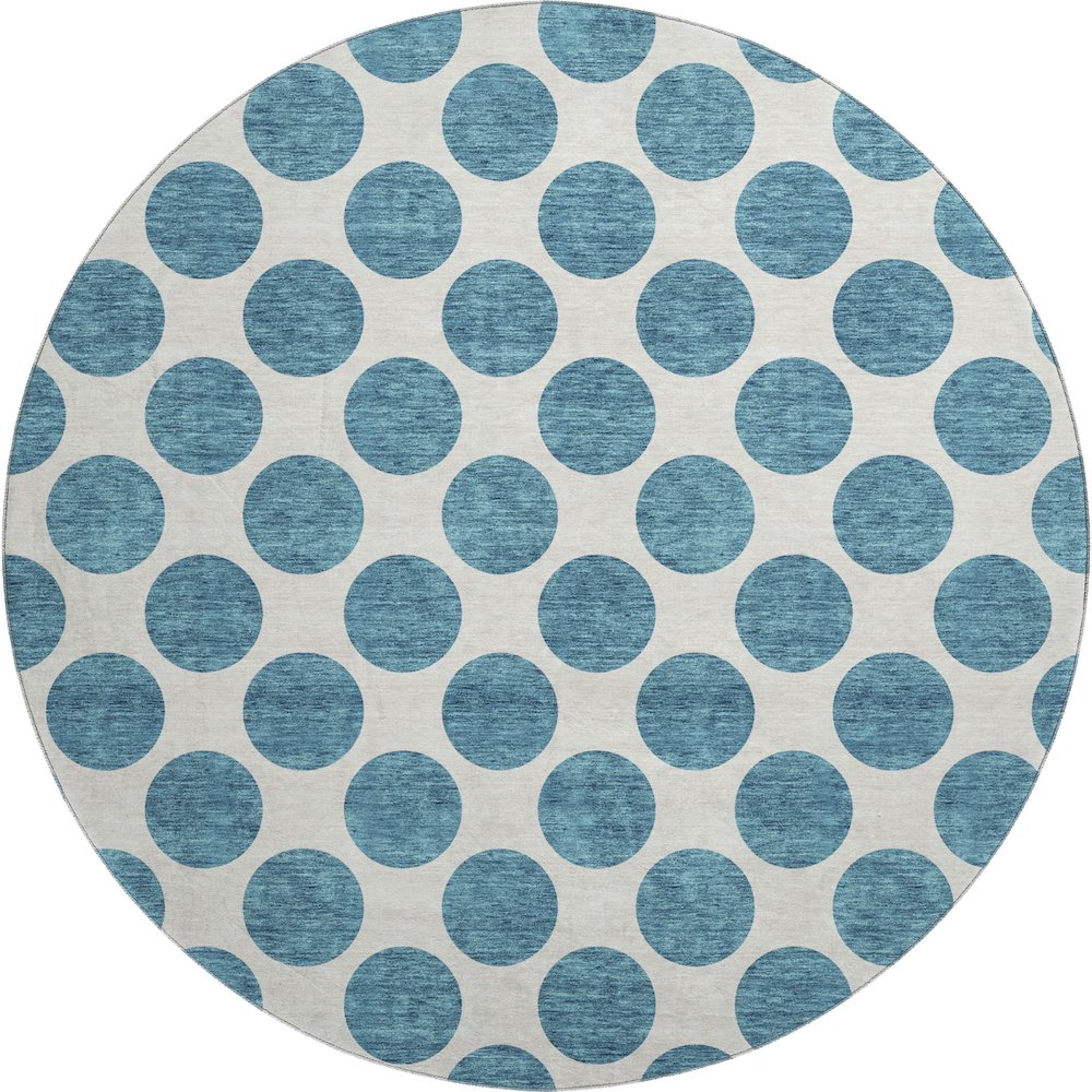 Premium Machine Washable Mayfield AMF980 Teal 8' x 8' Round Rug. Picture 1