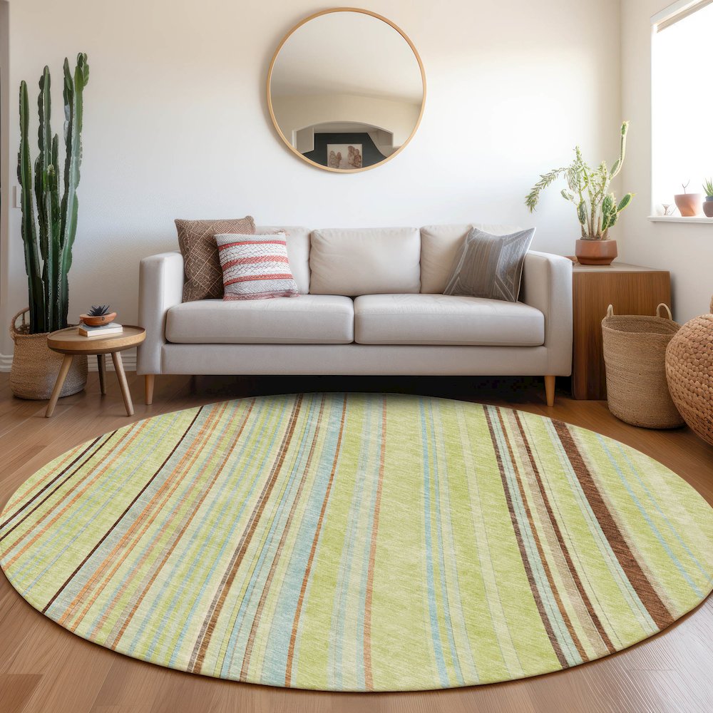 Premium Machine Washable Mayfield AMF981 Aloe 8' x 8' Round Rug. Picture 5