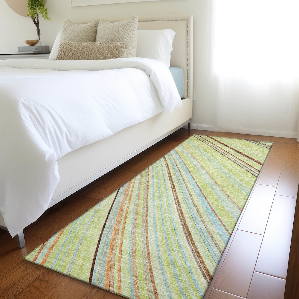 Premium Machine Washable Mayfield AMF981 Aloe 2'3" x 7'6" Runner Rug. Picture 5