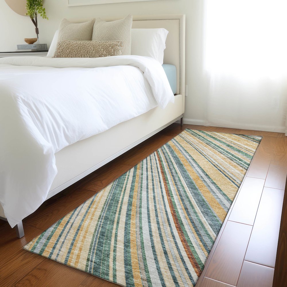 Premium Machine Washable Mayfield AMF981 Beige 2'3" x 7'6" Runner Rug. Picture 5