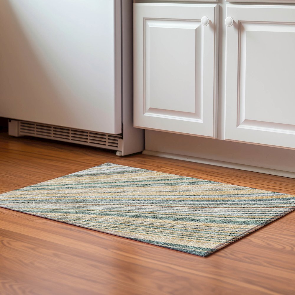 Premium Machine Washable Mayfield AMF981 Beige 1'8" x 2'6" Rug. Picture 5