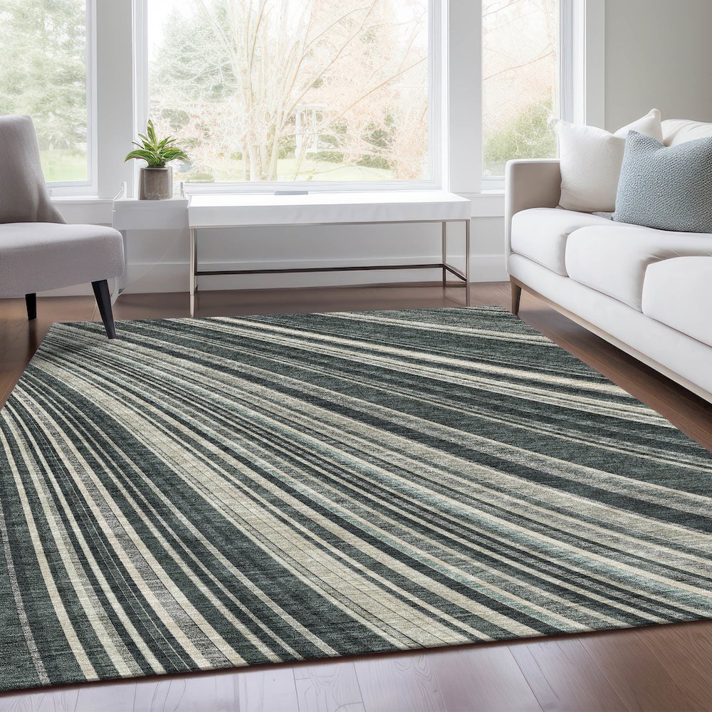 Premium Machine Washable Mayfield AMF981 Black 2'6" x 3'10" Rug. Picture 6