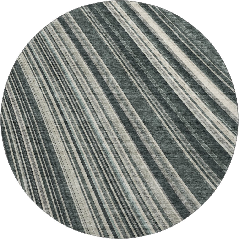 Premium Machine Washable Mayfield AMF981 Black 8' x 8' Round Rug. Picture 1