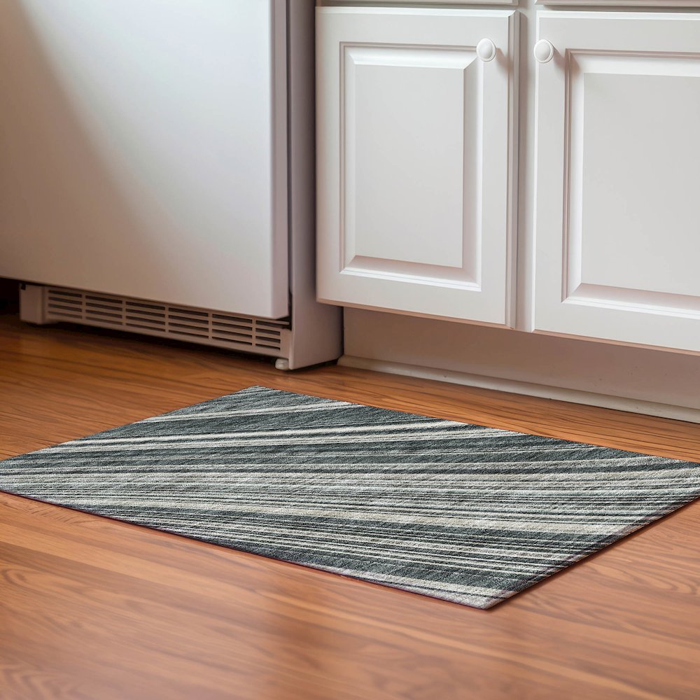 Premium Machine Washable Mayfield AMF981 Black 1'8" x 2'6" Rug. Picture 5