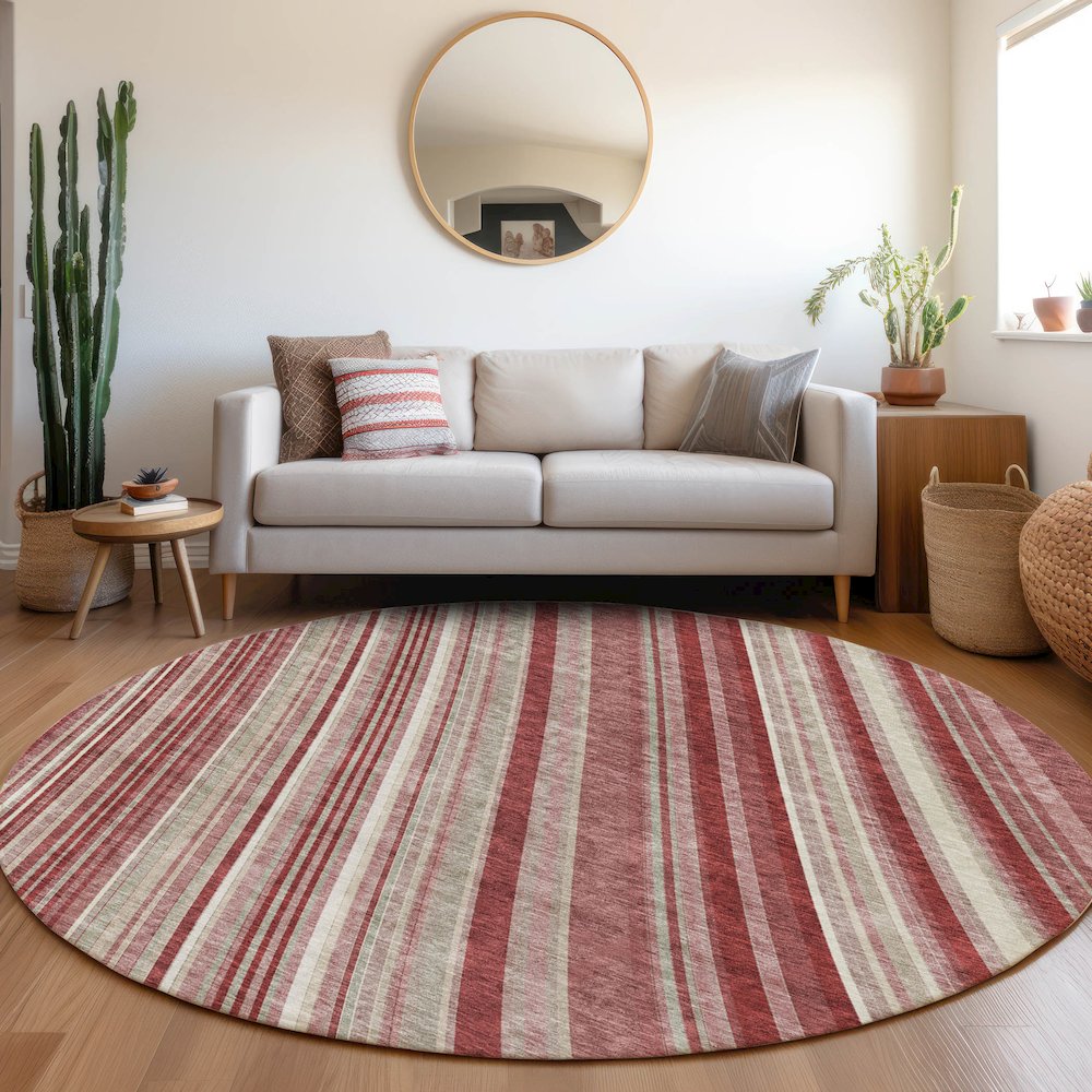 Premium Machine Washable Mayfield AMF981 Garnet 8' x 8' Round Rug. Picture 5