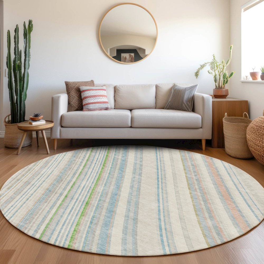 Premium Machine Washable Mayfield AMF981 Ivory 8' x 8' Round Rug. Picture 5