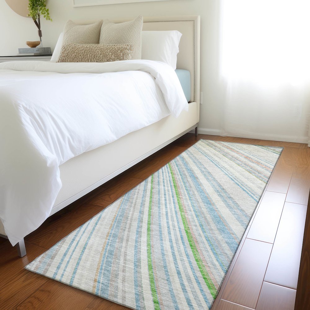 Premium Machine Washable Mayfield AMF981 Ivory 2'3" x 7'6" Runner Rug. Picture 5