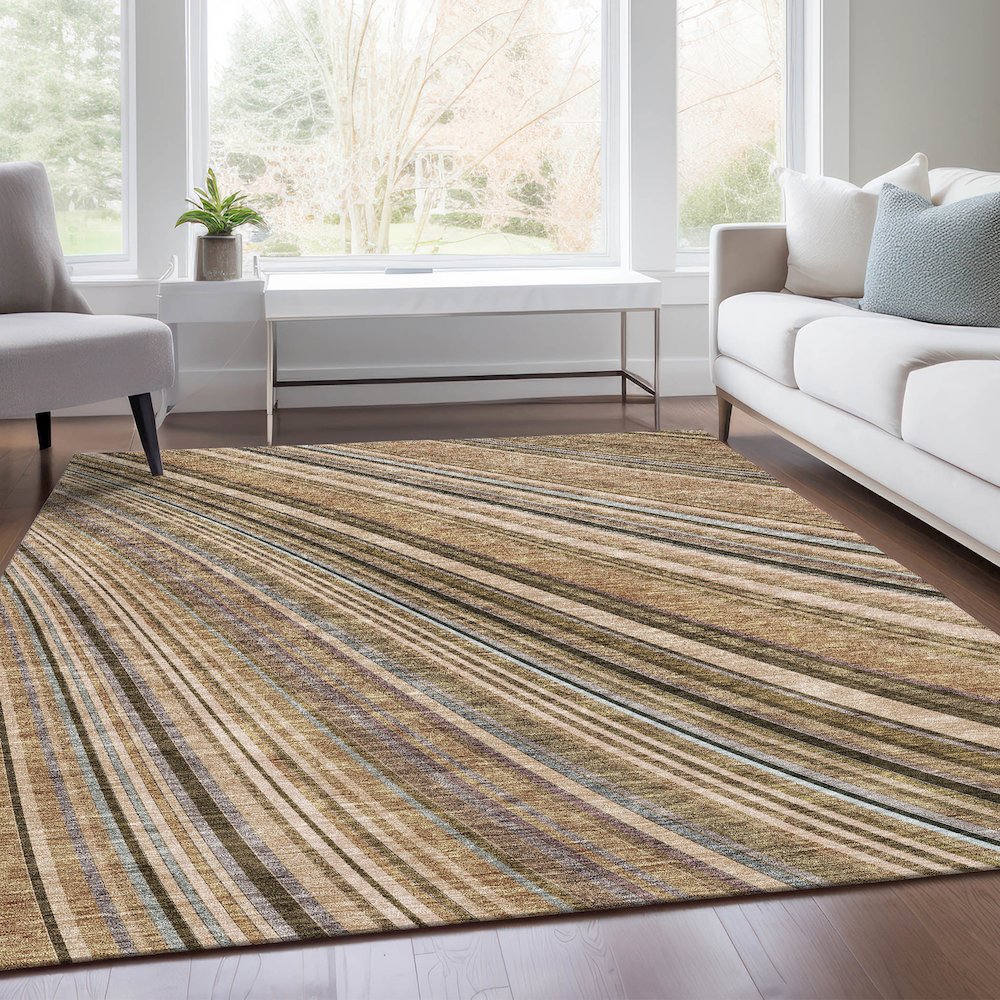 Premium Machine Washable Mayfield AMF981 Taupe 2'6" x 3'10" Rug. Picture 6