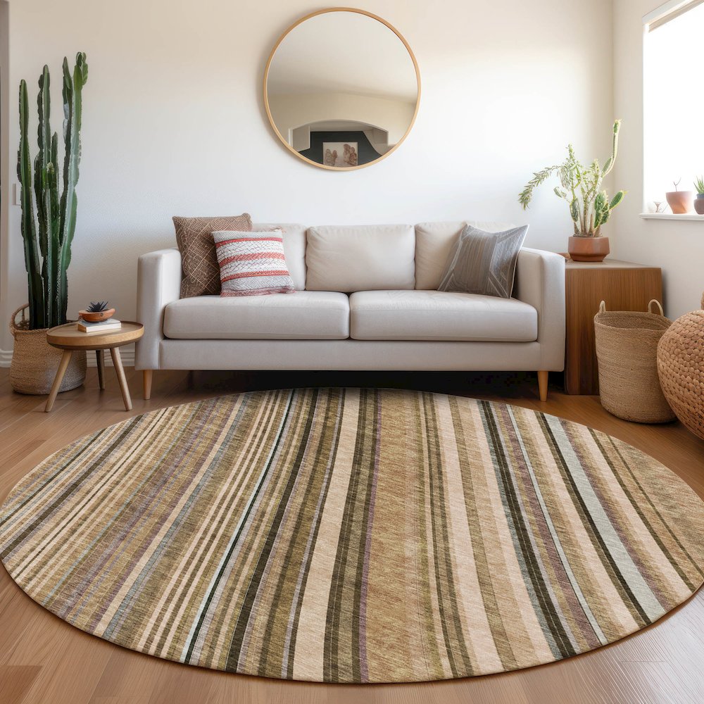 Premium Machine Washable Mayfield AMF981 Taupe 8' x 8' Round Rug. Picture 5