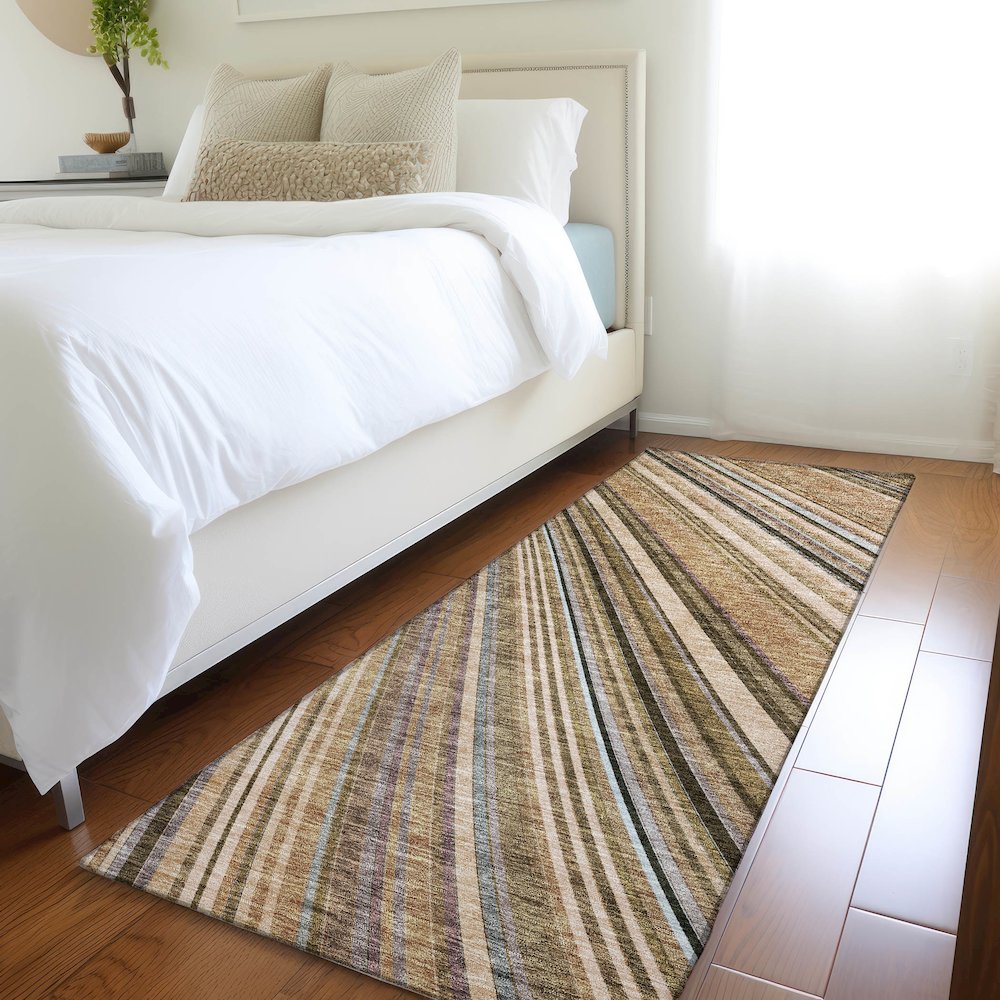 Premium Machine Washable Mayfield AMF981 Taupe 2'3" x 7'6" Runner Rug. Picture 5