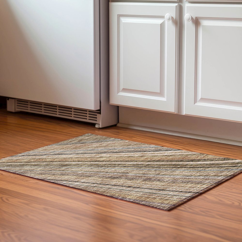 Premium Machine Washable Mayfield AMF981 Taupe 1'8" x 2'6" Rug. Picture 5
