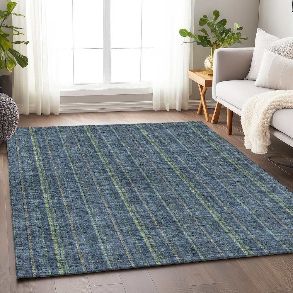 Premium Machine Washable Mayfield AMF982 Blue 2'6" x 3'10" Rug. Picture 5