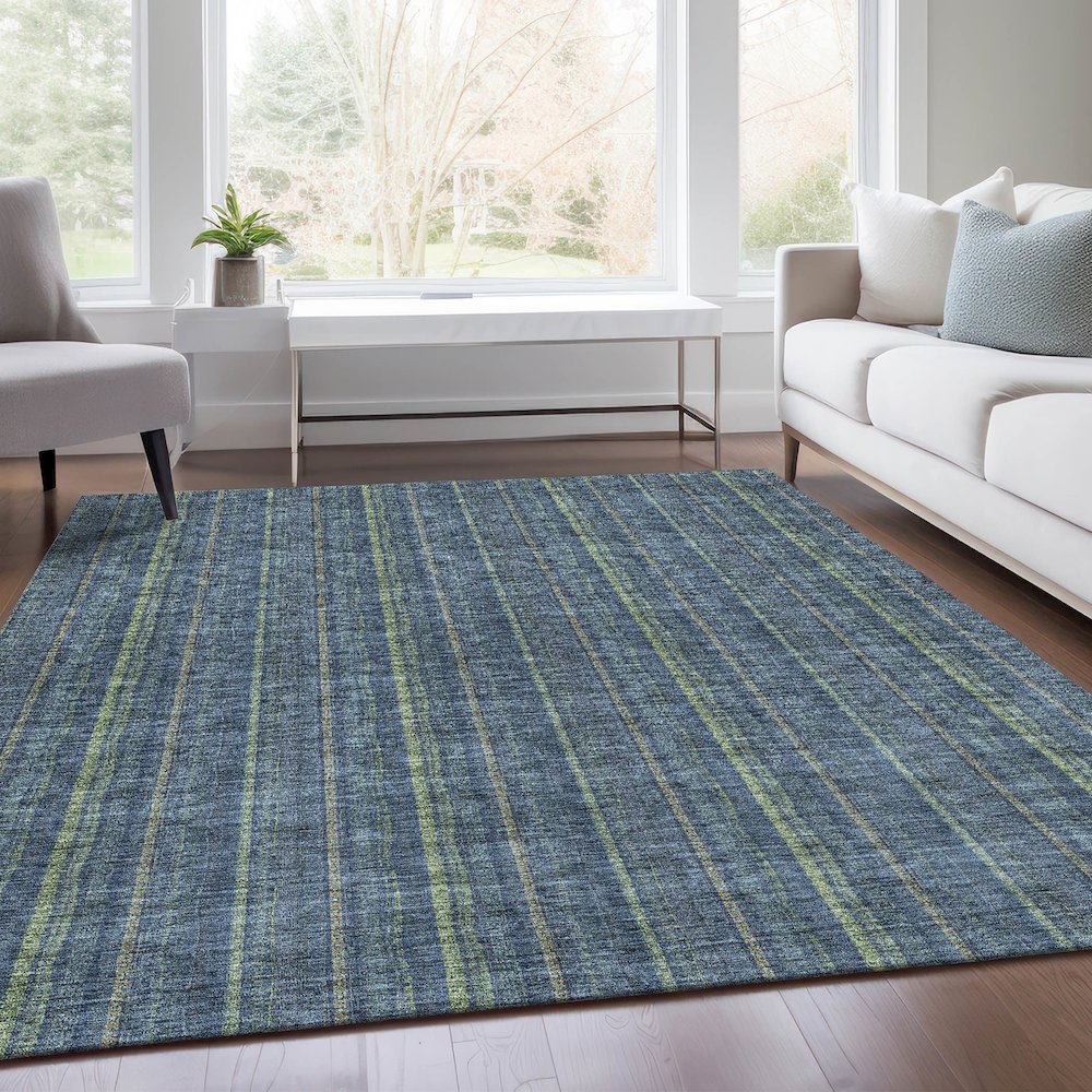 Premium Machine Washable Mayfield AMF982 Blue 2'6" x 3'10" Rug. Picture 6