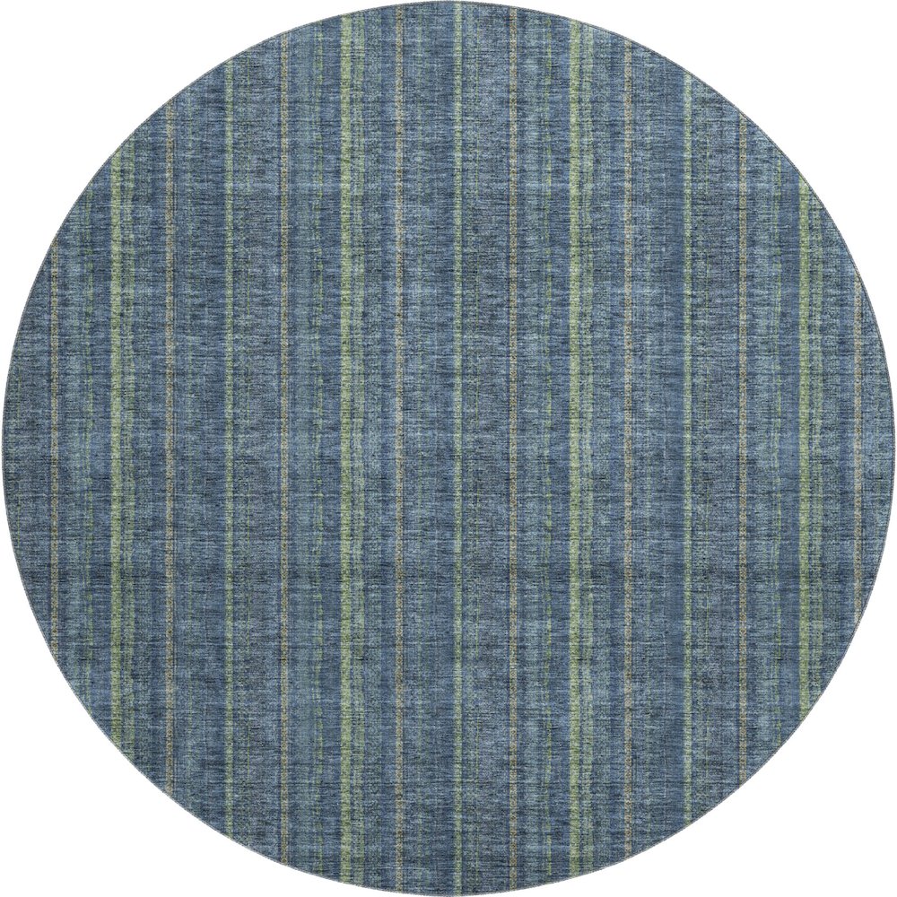 Premium Machine Washable Mayfield AMF982 Blue 8' x 8' Round Rug. Picture 1