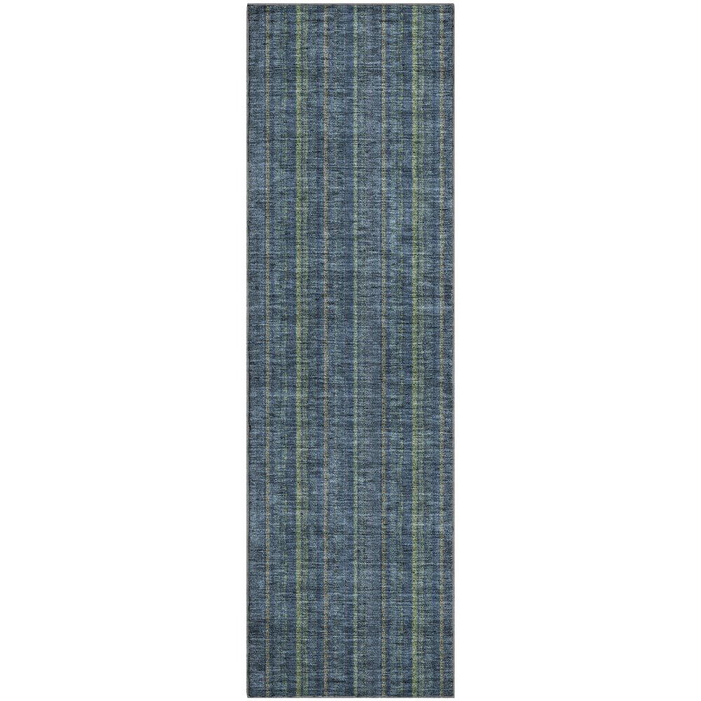 Premium Machine Washable Mayfield AMF982 Blue 2'3" x 7'6" Runner Rug. Picture 1