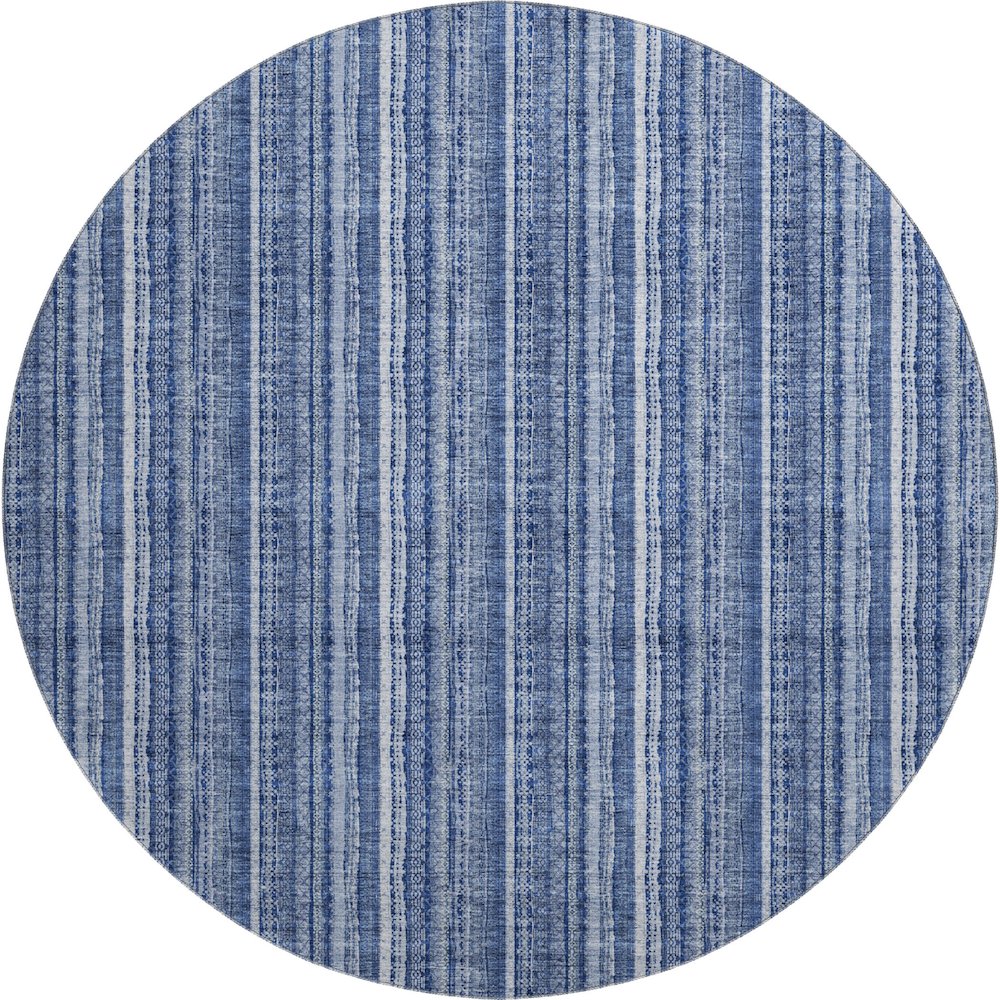 Premium Machine Washable Mayfield AMF982 Denim 8' x 8' Round Rug. Picture 1
