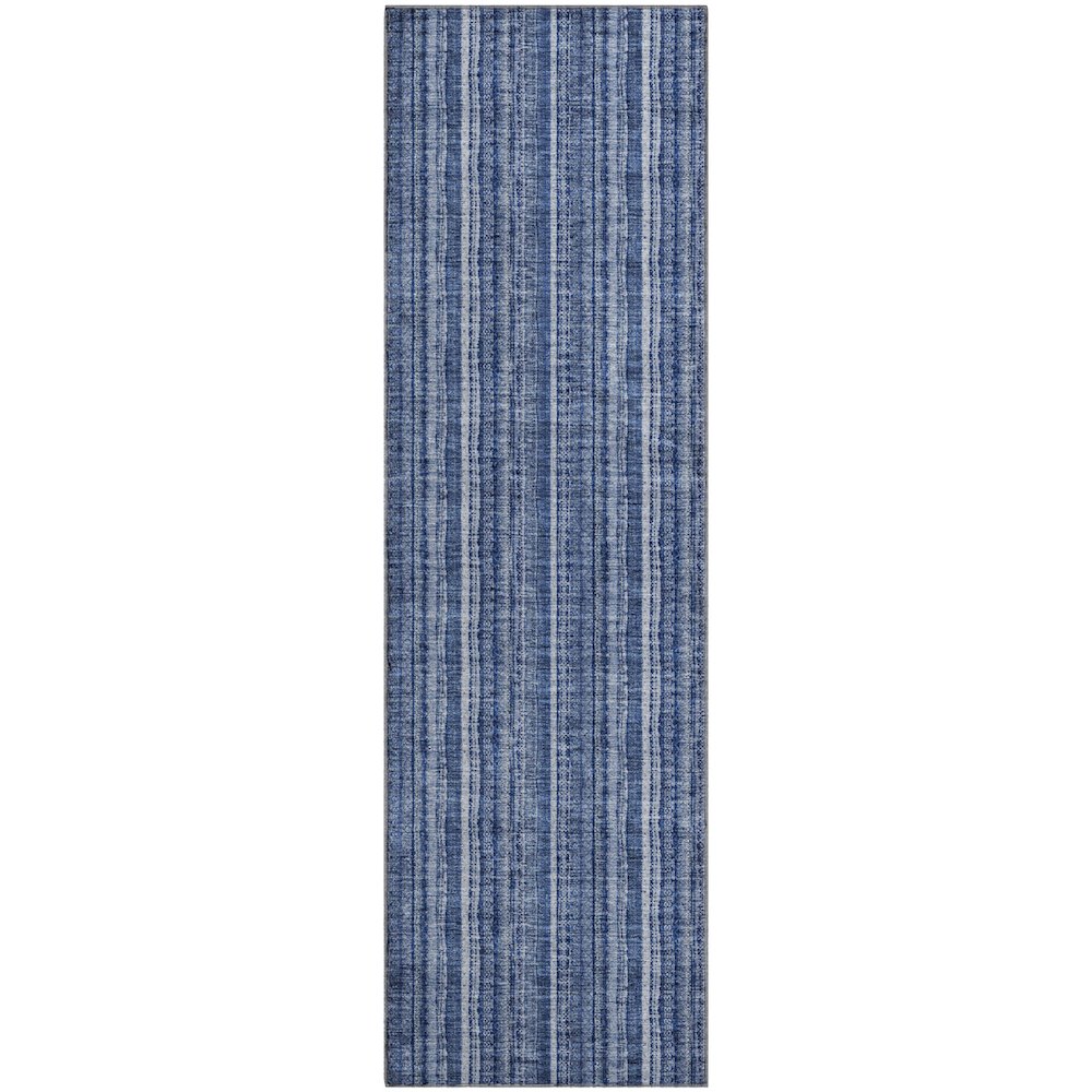 Premium Machine Washable Mayfield AMF982 Denim 2'3" x 7'6" Runner Rug. Picture 1