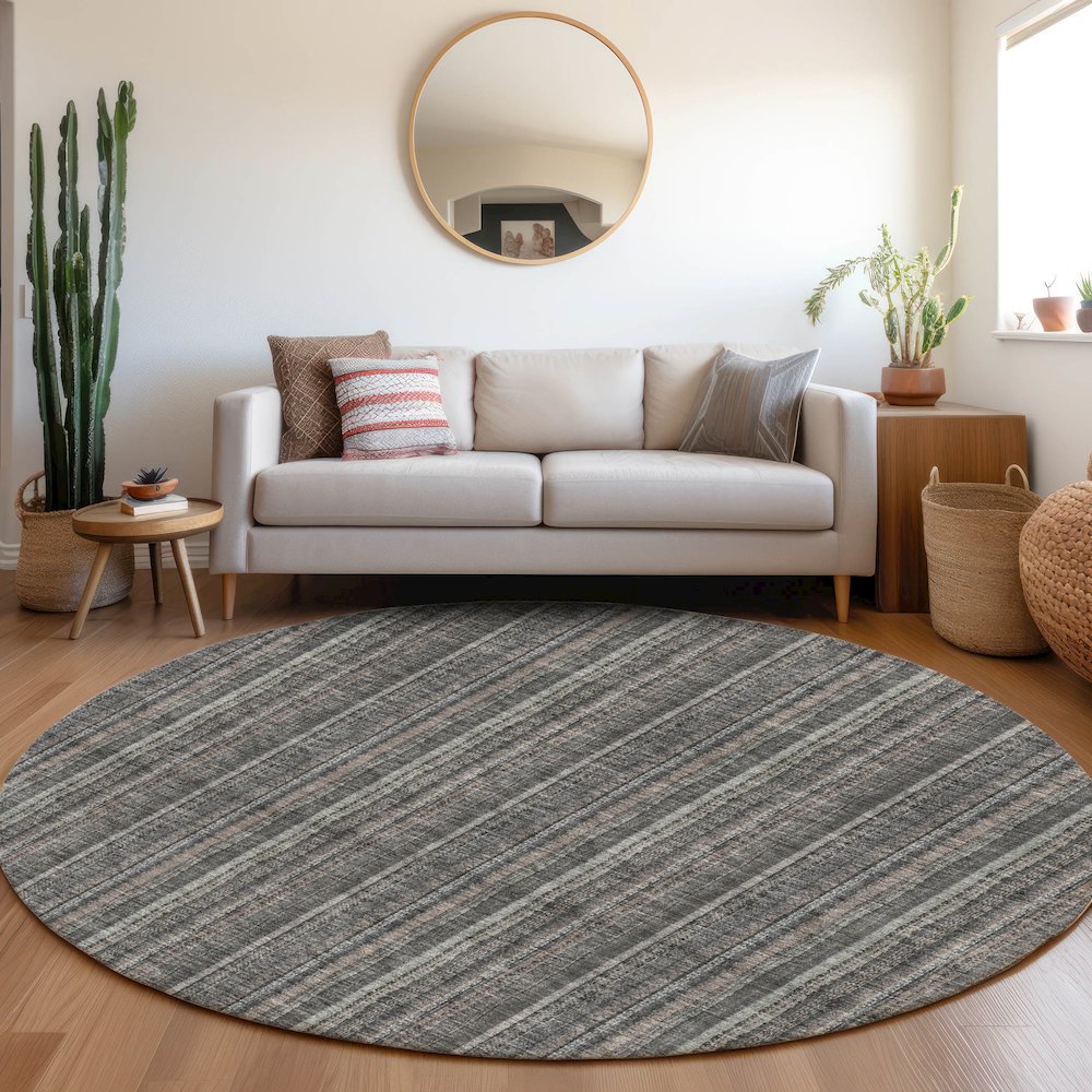 Premium Machine Washable Mayfield AMF982 Gray 8' x 8' Round Rug. Picture 5