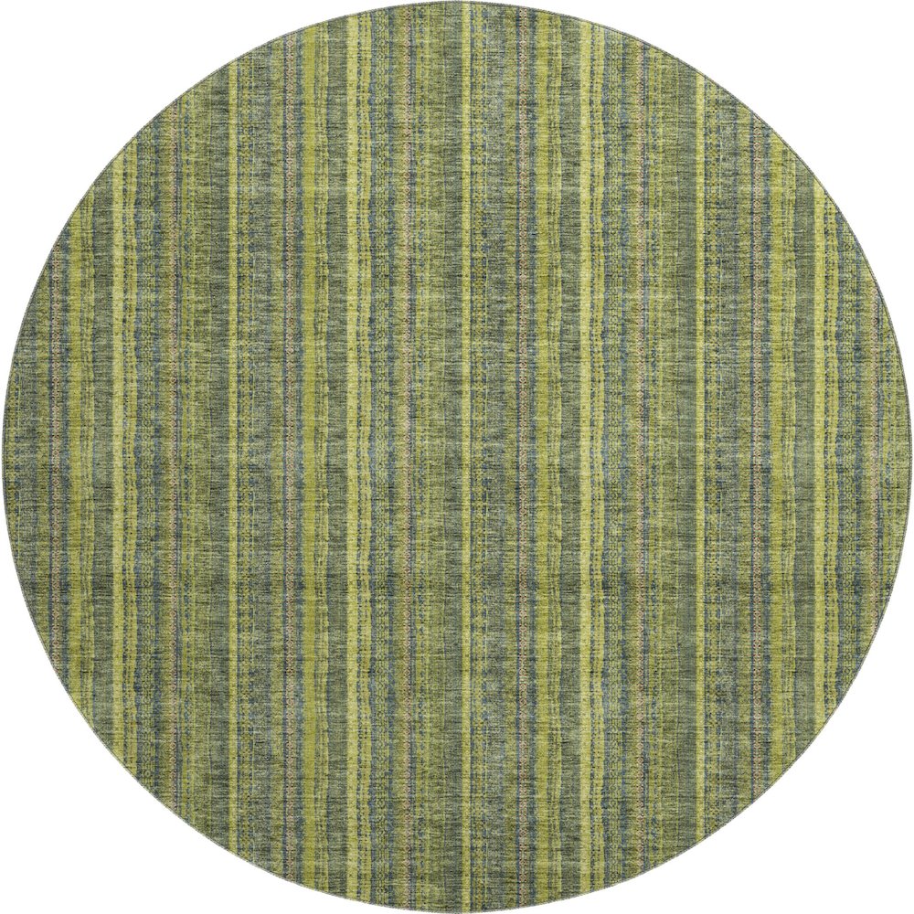 Premium Machine Washable Mayfield AMF982 Olive 8' x 8' Round Rug. Picture 1