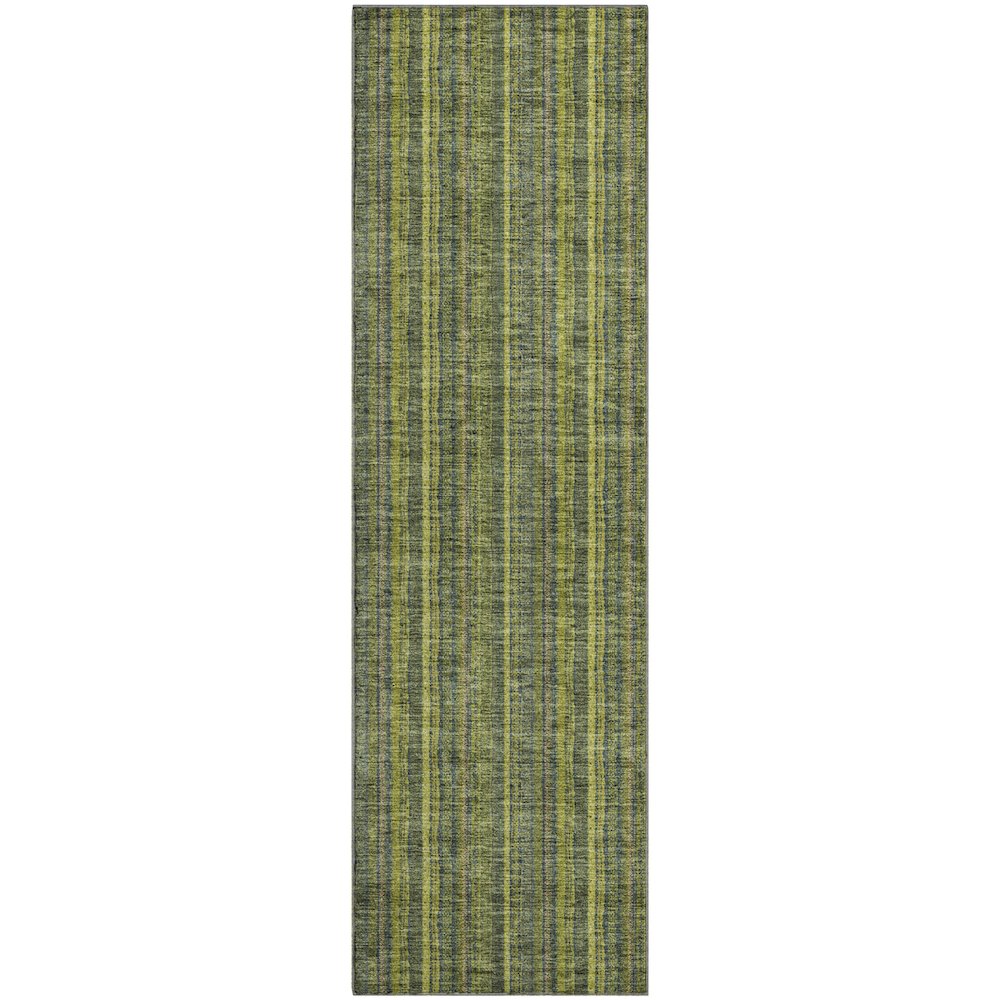 Premium Machine Washable Mayfield AMF982 Olive 2'3" x 7'6" Runner Rug. Picture 1