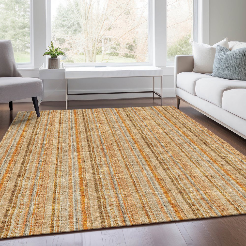 Premium Machine Washable Mayfield AMF982 Peach 2'6" x 3'10" Rug. Picture 6