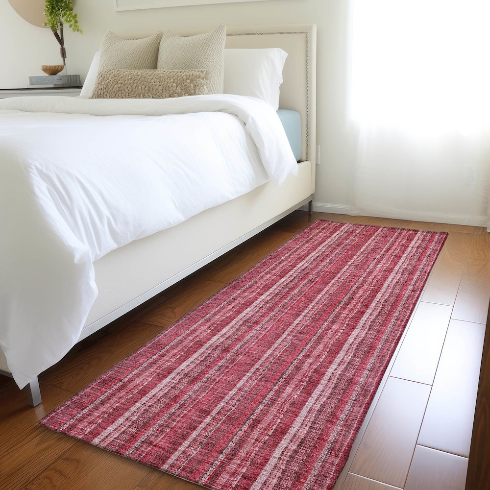 Premium Machine Washable Mayfield AMF982 Pink 2'3" x 7'6" Runner Rug. Picture 5