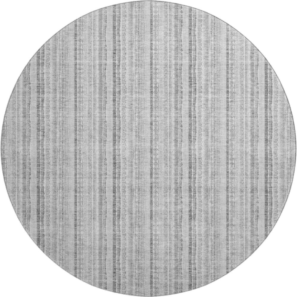 Premium Machine Washable Mayfield AMF982 Silver 8' x 8' Round Rug. Picture 1