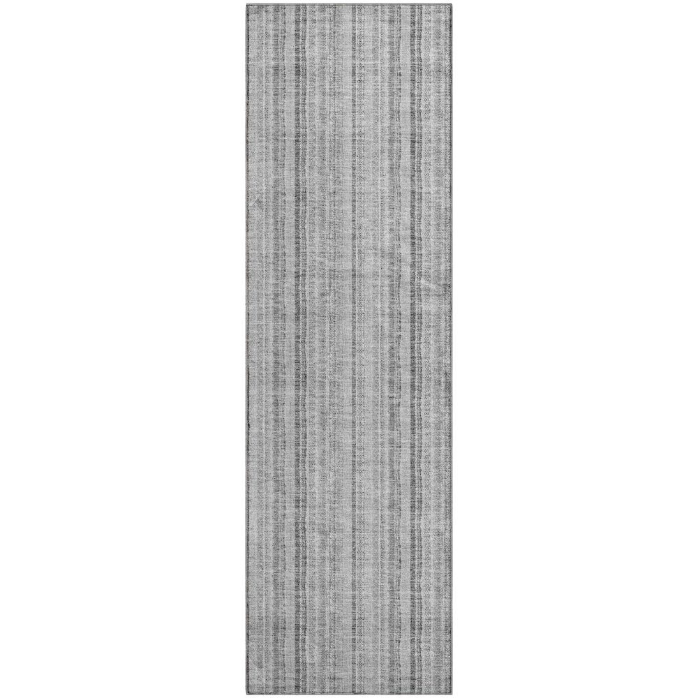 Premium Machine Washable Mayfield AMF982 Silver 2'3" x 7'6" Runner Rug. Picture 1