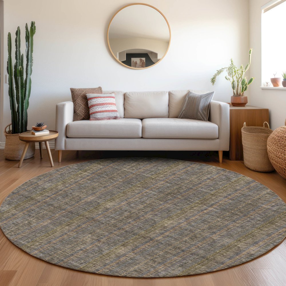 Premium Machine Washable Mayfield AMF982 Taupe 8' x 8' Round Rug. Picture 5