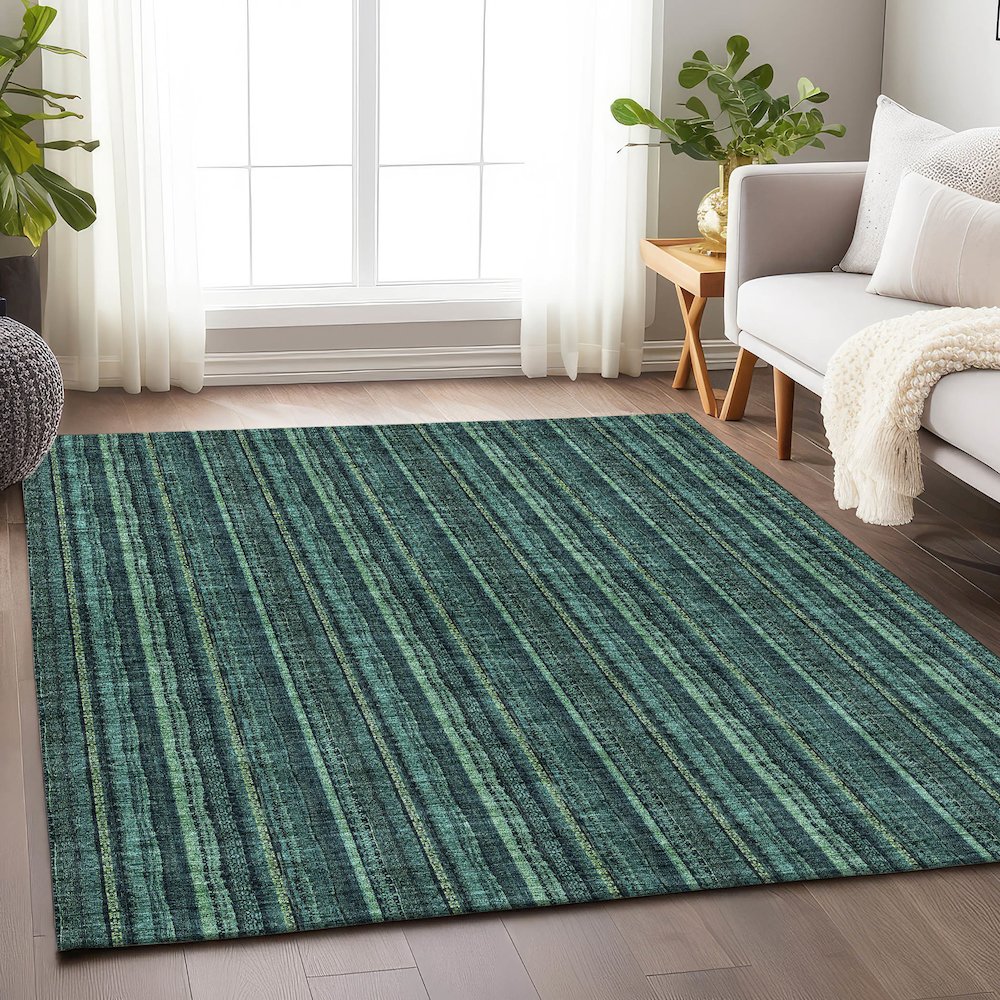 Premium Machine Washable Mayfield AMF982 Teal 2'6" x 3'10" Rug. Picture 5
