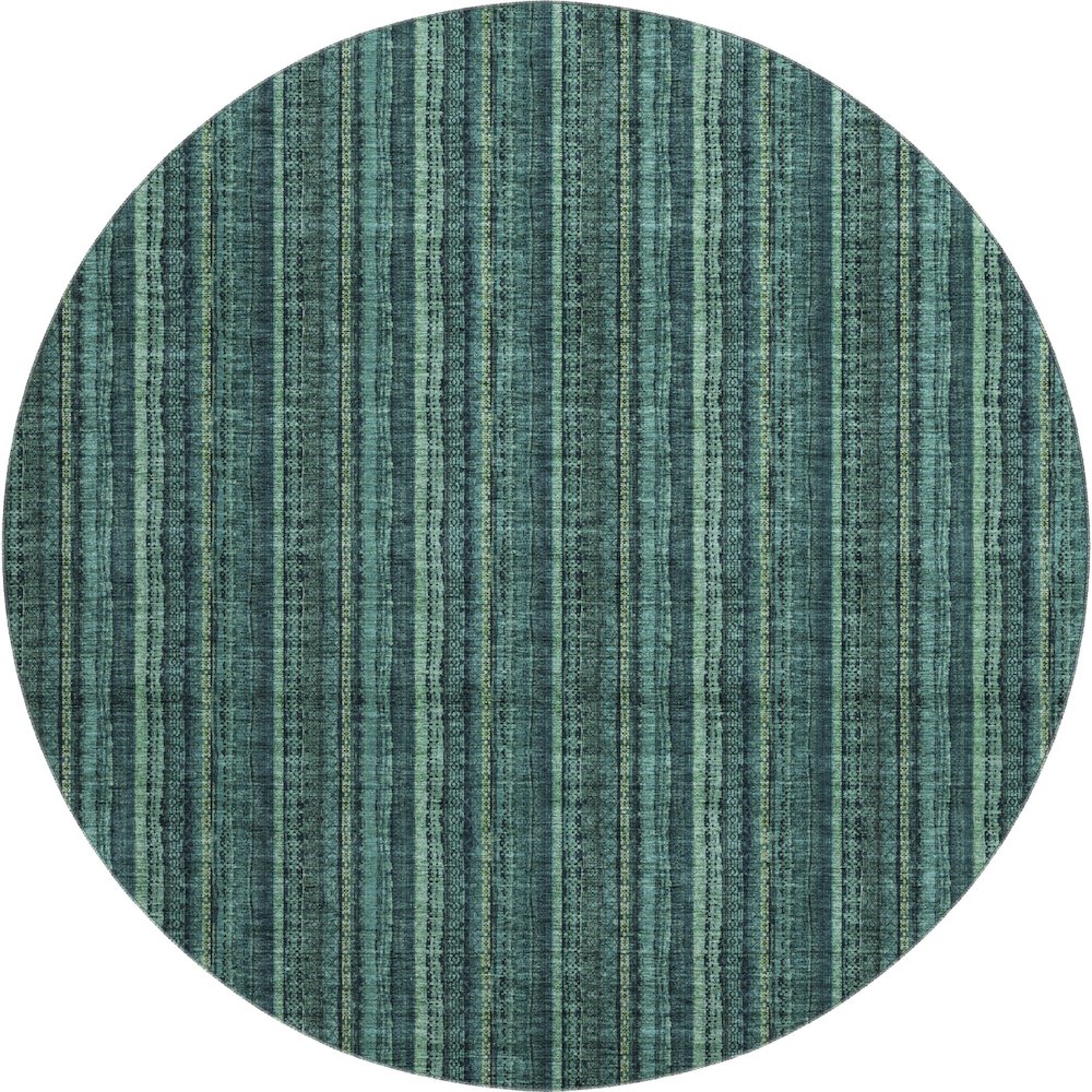 Premium Machine Washable Mayfield AMF982 Teal 8' x 8' Round Rug. Picture 1