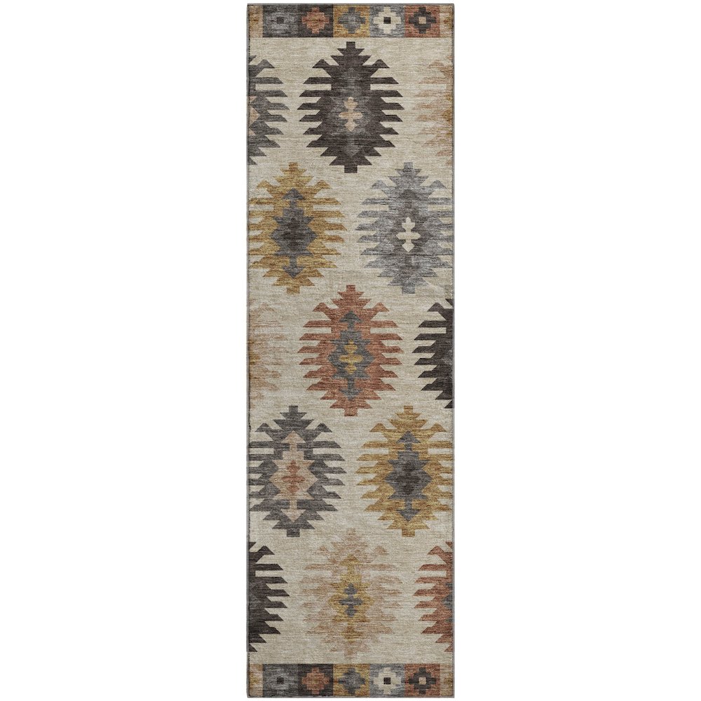 Premium Machine Washable Mayfield AMF983 Beige 2'3" x 7'6" Runner Rug. Picture 1