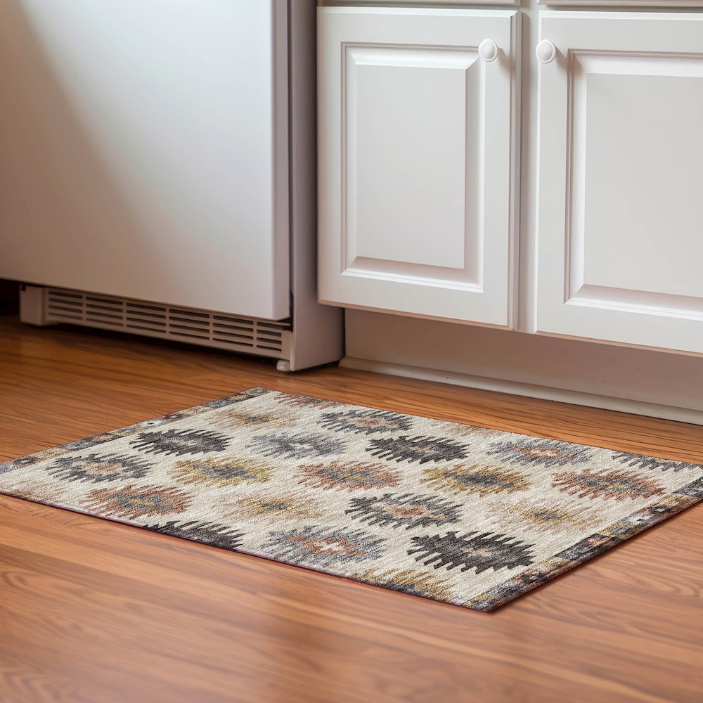 Premium Machine Washable Mayfield AMF983 Beige 1'8" x 2'6" Rug. Picture 5