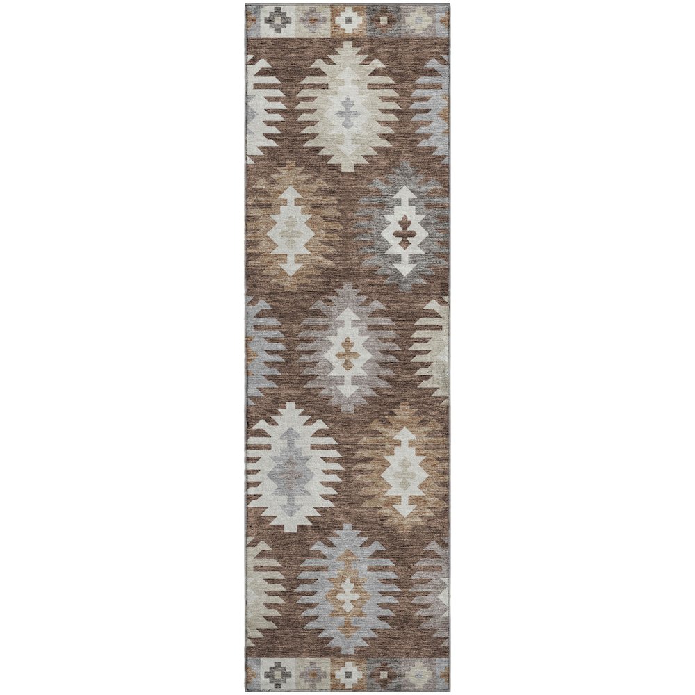 Premium Machine Washable Mayfield AMF983 Brown 2'3" x 7'6" Runner Rug. Picture 1
