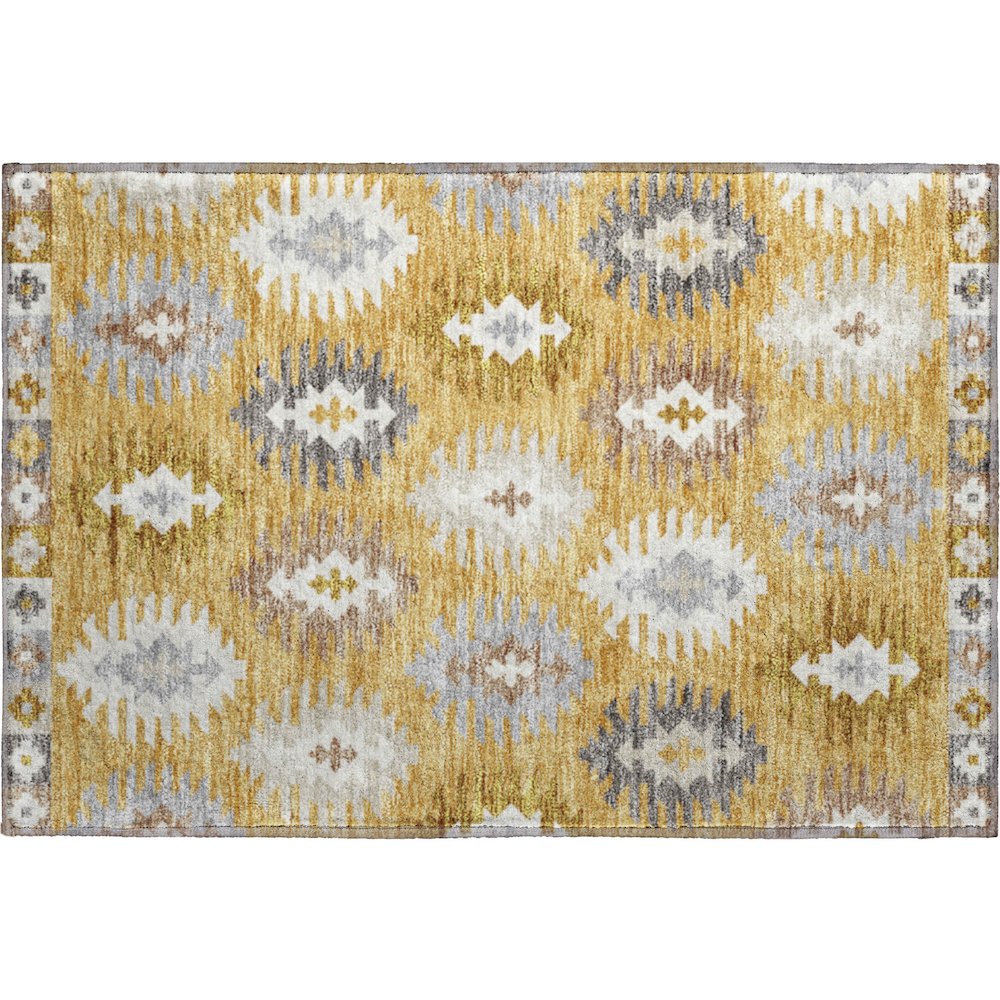 Premium Machine Washable Mayfield AMF983 Gold 1'8" x 2'6" Rug. Picture 1