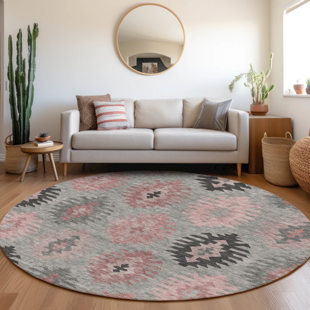 Premium Machine Washable Mayfield AMF983 Gray 8' x 8' Round Rug. Picture 5