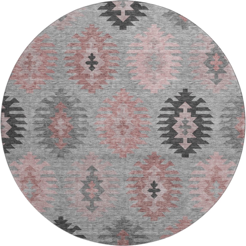 Premium Machine Washable Mayfield AMF983 Gray 8' x 8' Round Rug. Picture 1