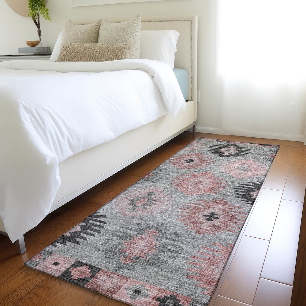 Premium Machine Washable Mayfield AMF983 Gray 2'3" x 7'6" Runner Rug. Picture 5