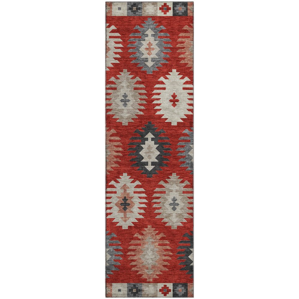 Premium Machine Washable Mayfield AMF983 Red 2'3" x 7'6" Runner Rug. Picture 1