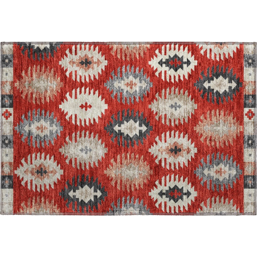 Premium Machine Washable Mayfield AMF983 Red 1'8" x 2'6" Rug. Picture 1