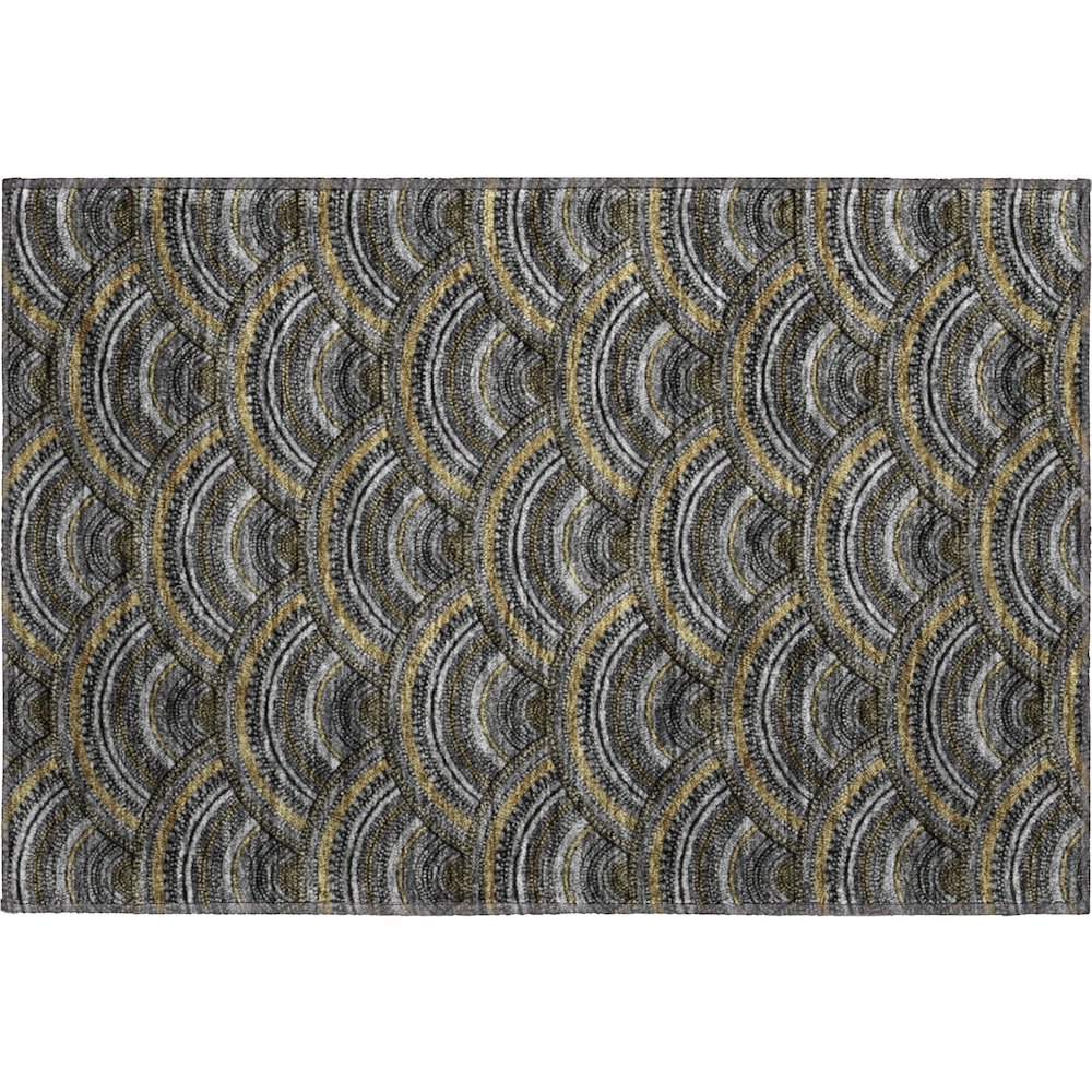 Premium Machine Washable Mayfield AMF984 Black 1'8" x 2'6" Rug. Picture 1