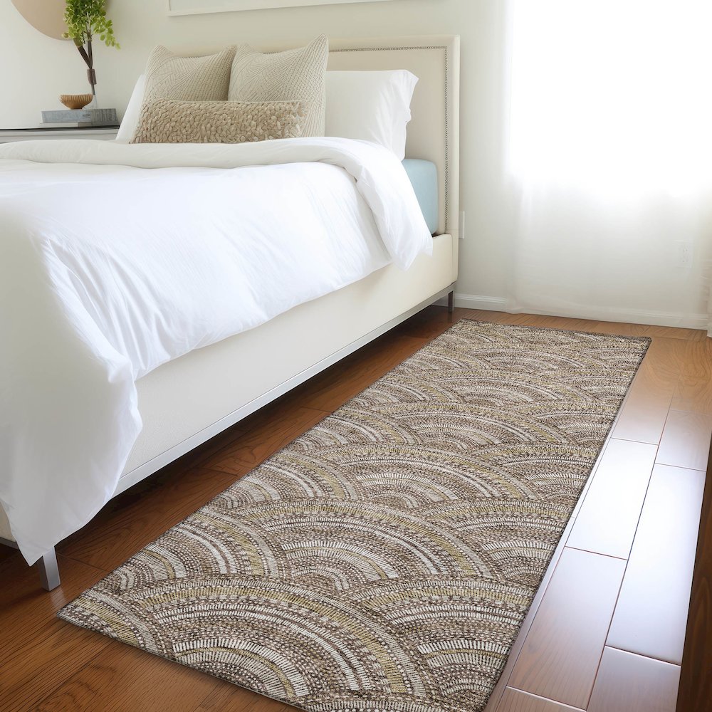 Premium Machine Washable Mayfield AMF984 Brown 2'3" x 7'6" Runner Rug. Picture 5